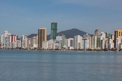 View of river against the city