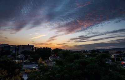 View of cityscape at sunset