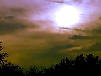 Low angle view of silhouette trees against dramatic sky