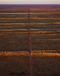 Scenic view of land on road against sky