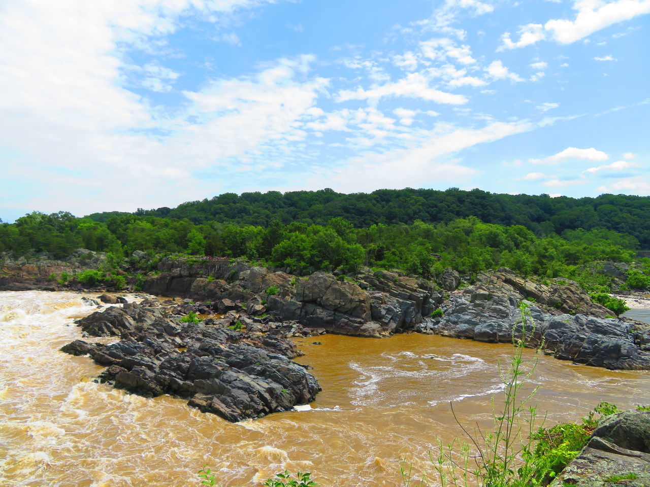 SCENIC VIEW OF ROCKS IN RIVER AGAINST SKY