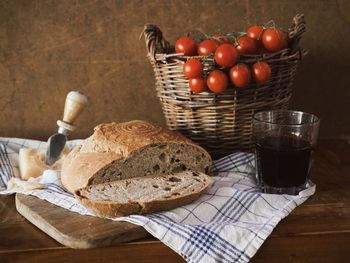 Fruits in basket on table