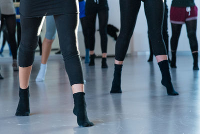 Low section of dancers practicing in studio