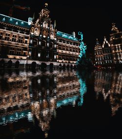 Illuminated buildings at night