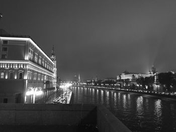 Illuminated buildings in city at night