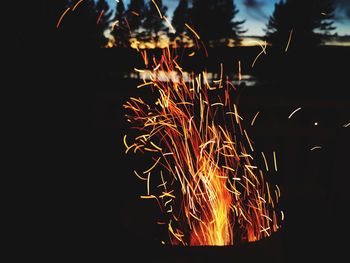 Firework display at night