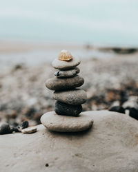 Stack of stones on beach