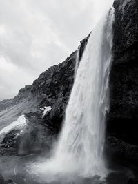 Iceland black and white waterfall