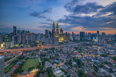 Aerial view of buildings in city