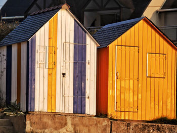 Beach huts in damgan in brittany