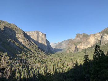 Scenic view of mountains against clear sky