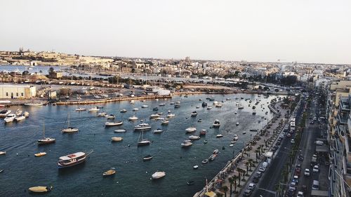 High angle view of city against sky