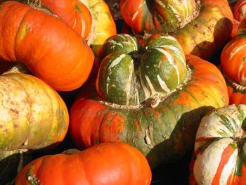 Stack of pumpkins at market