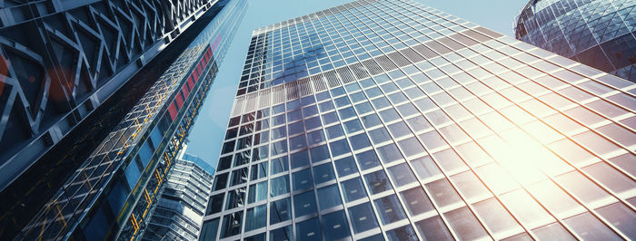 Low angle view of modern building against sky