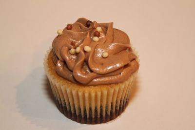 Close-up of pastry on white background
