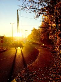 Empty road at sunset