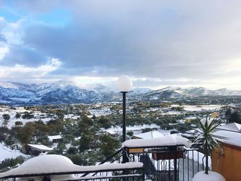 Snow covered mountain against sky