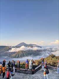 High angle view of mountain bromo against clear sky