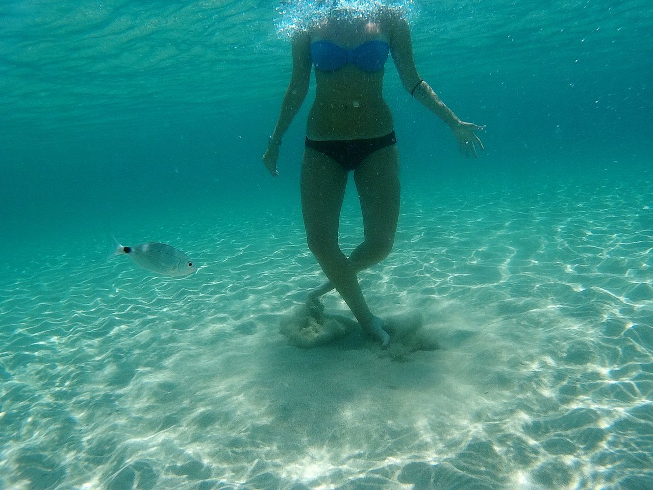 sea, underwater, water, swimming, undersea, one person, leisure activity, real people, nature, lifestyles, vacations, trip, adventure, exploration, holiday, full length, women, aquatic sport, snorkeling, outdoors, turquoise colored