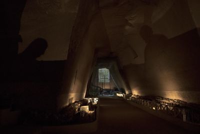 View of illuminated people at night