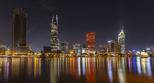 Illuminated city at night