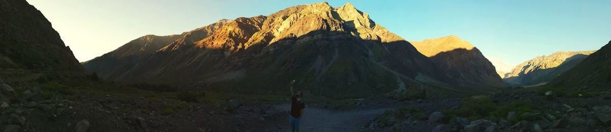 Panoramic view of mountains against sky