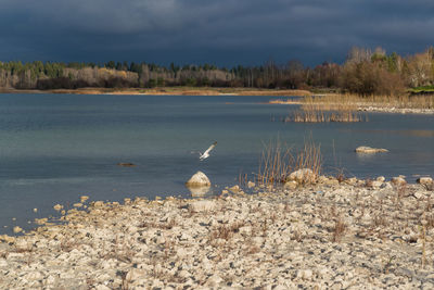 Scenic view of lake against sky