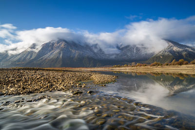 Scenic view of mountains against sky