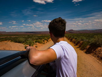 Young man traveling