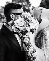 View of people by potted plant