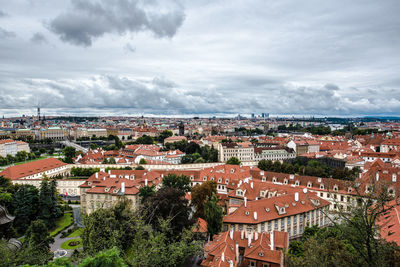 High angle view of townscape against sky