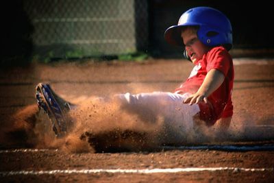 Boy on baseball field