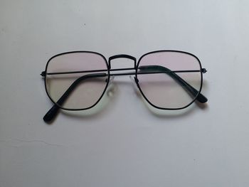 High angle view of eyeglasses on table