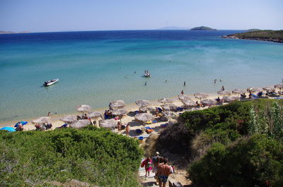 High angle view of people at beach