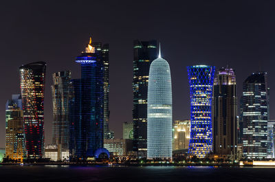 Doha city skyline and skyscraper the beautiful of qatar