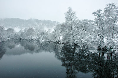 Scenic view of frozen lake against clear sky