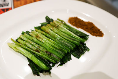 High angle view of meal served in plate