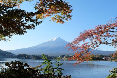 Distant scenic view of fuji mountain