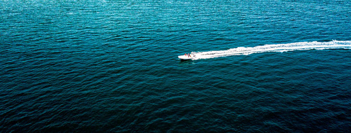 High angle view of boat in sea