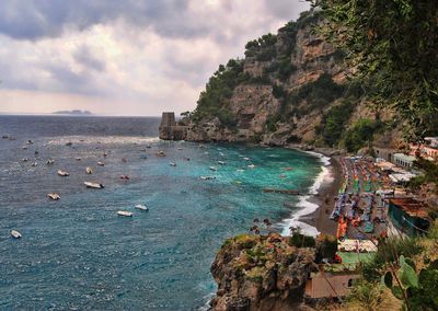 Scenic view of sea against cloudy sky