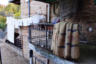Clothes drying on old building