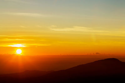 Scenic view of silhouette landscape against sky during sunset