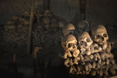 Skulls and bones in fontanelle cemetery