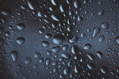 Full frame shot of water drops on metal