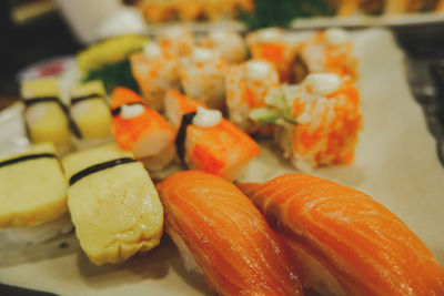 Close-up of sushi in plate