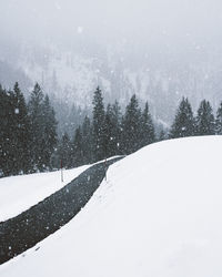 Scenic view of snow covered field against sky