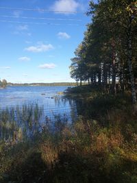 Scenic view of lake against sky