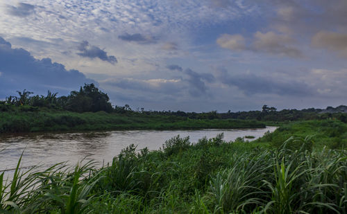 Scenic view of lake against sky