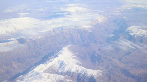 Aerial view of snowcapped mountains