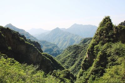 Scenic view of mountains against clear sky